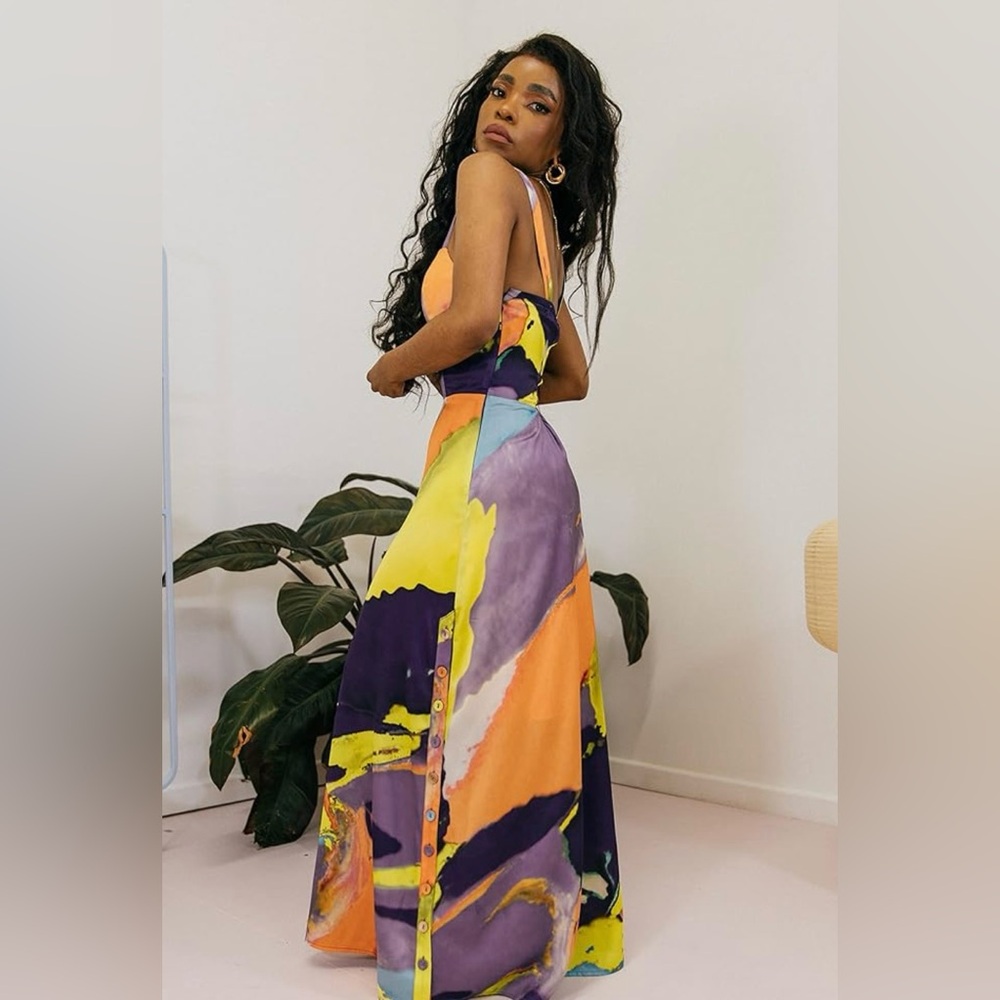 Abstract Multicolor Maxi Dress - Picture 4 of 16
